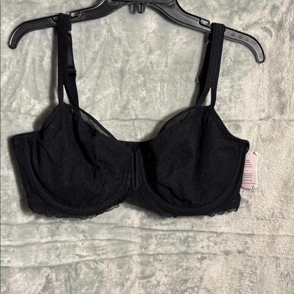 Black Lace Bra 40 DDD NWT elegant Auden Balconnete unlined underwire bra